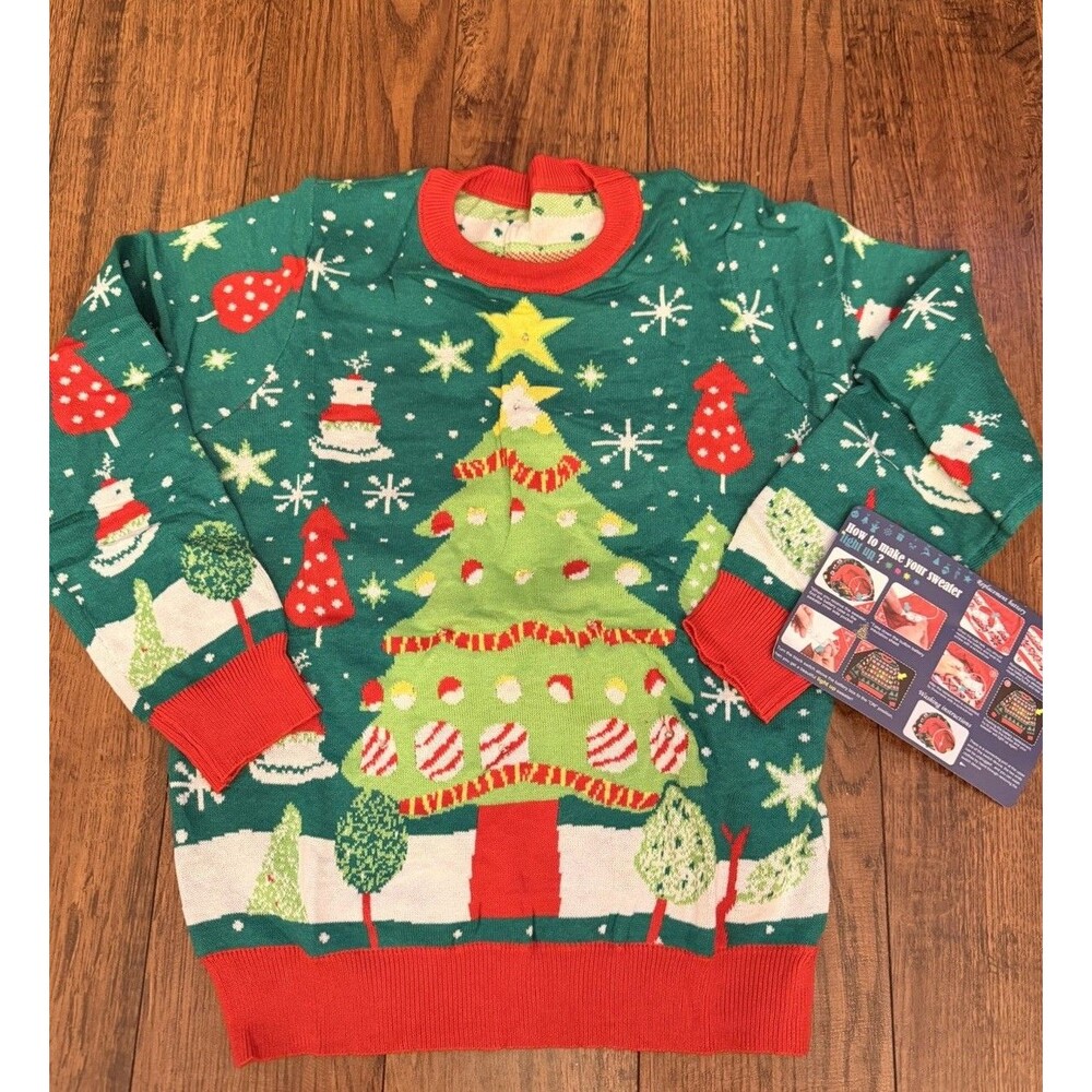 Ugly Christmas Sweaterunisex Kids Small/ Medium Sz 130 Lights Up NWT